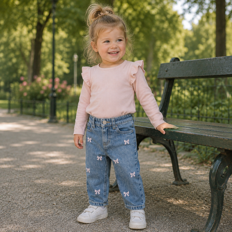 Jeans MOM FIT strikjes Bella (medium blue denim)