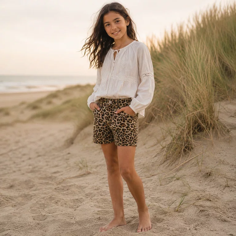 Korte broek MOM FIT Rose (silver mink leopard)