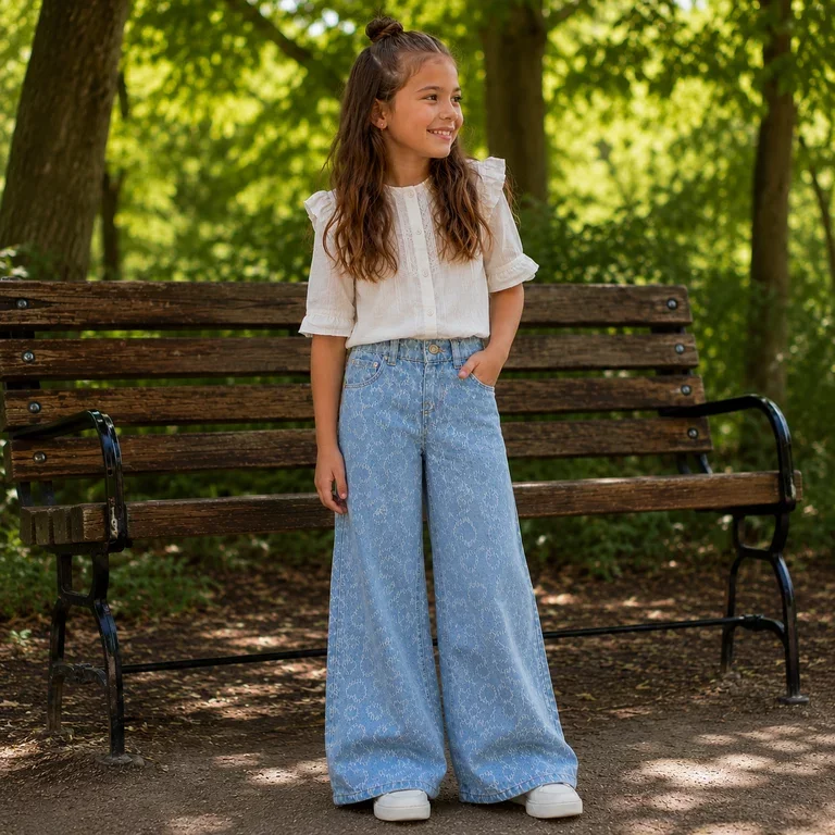 Jeans WIDE LEG harten Rose (light blue denim)