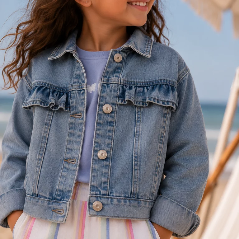 Spijkerjasje ruffle Julia (light blue denim)