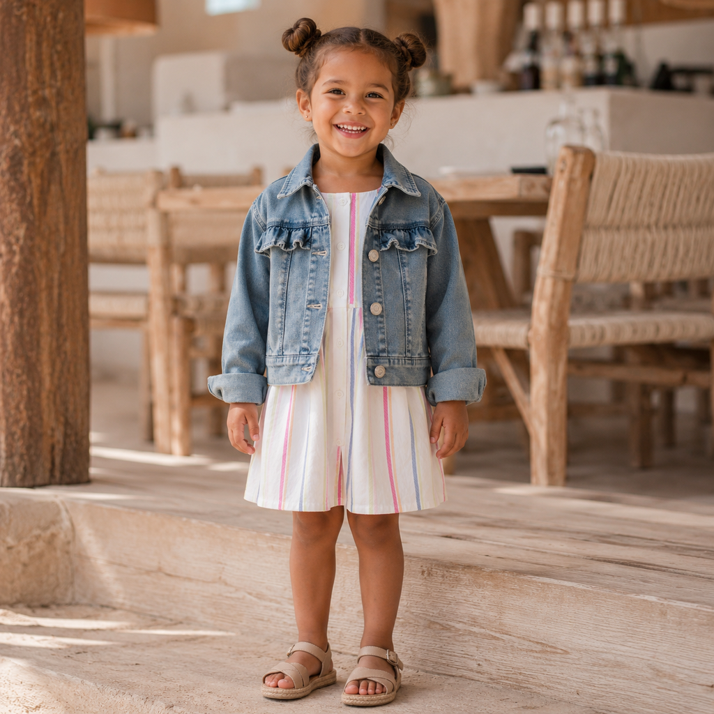 Spijkerjasje ruffle Julia (light blue denim)