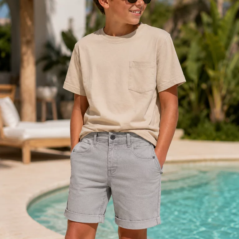 Korte spijkerbroek SLIM FIT Silas (medium grey denim)