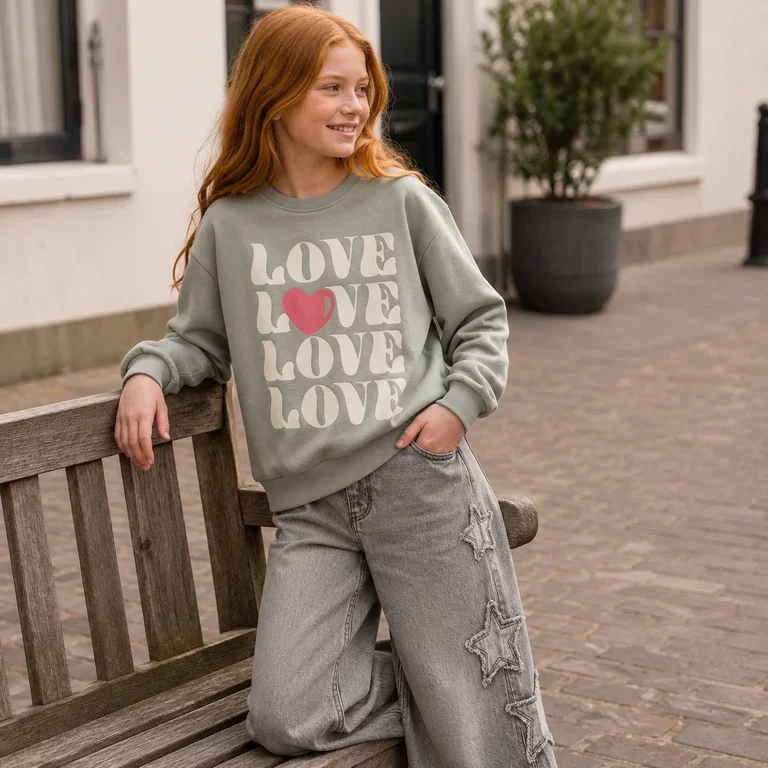 Trui sweat Vasacha (green milieu love)