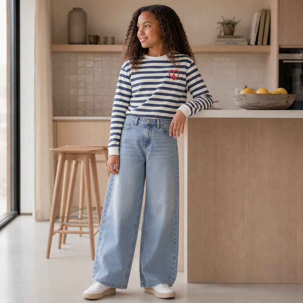 Trui sweat CROPPED Karina (vintage indigo/antique white)
