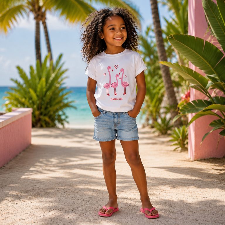 T-shirt Vix (bright white flamingo love)