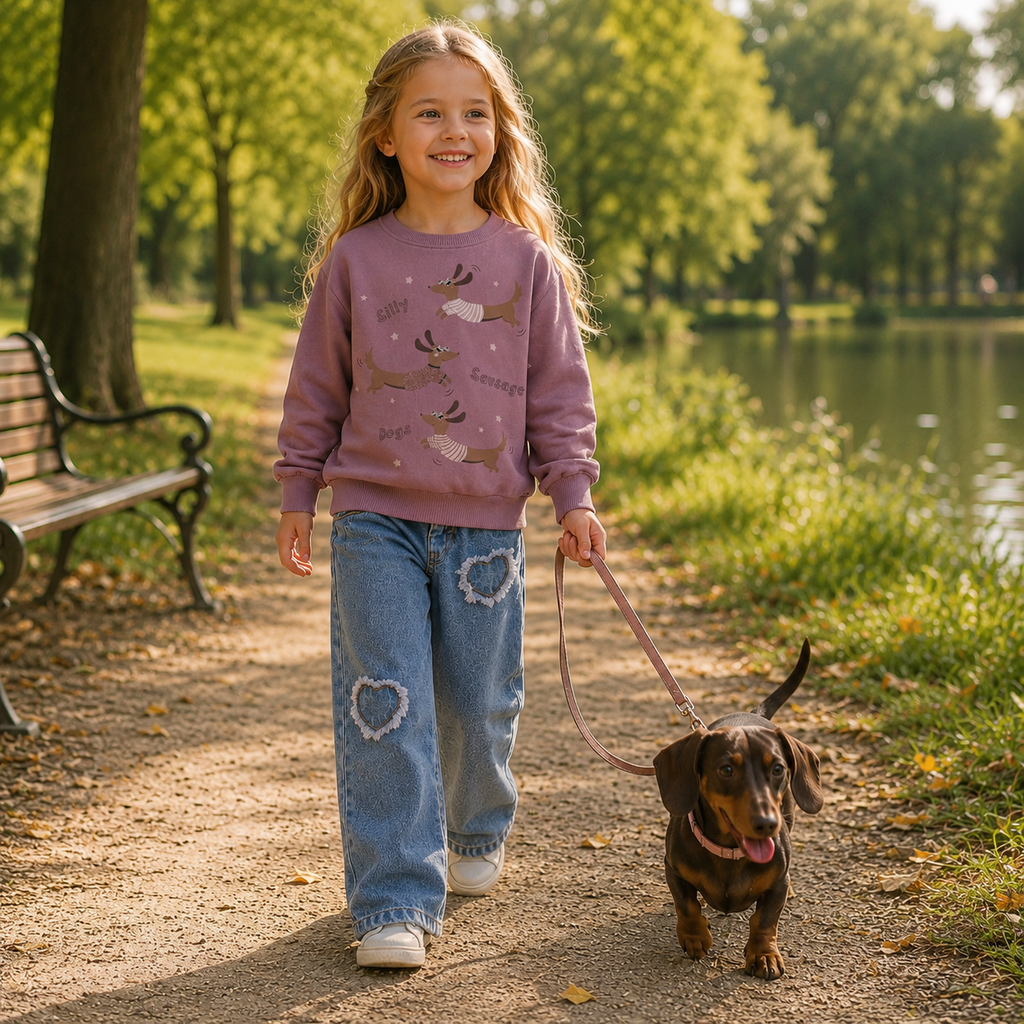 Trui sweat Vasacha (lilas sausage dogs)