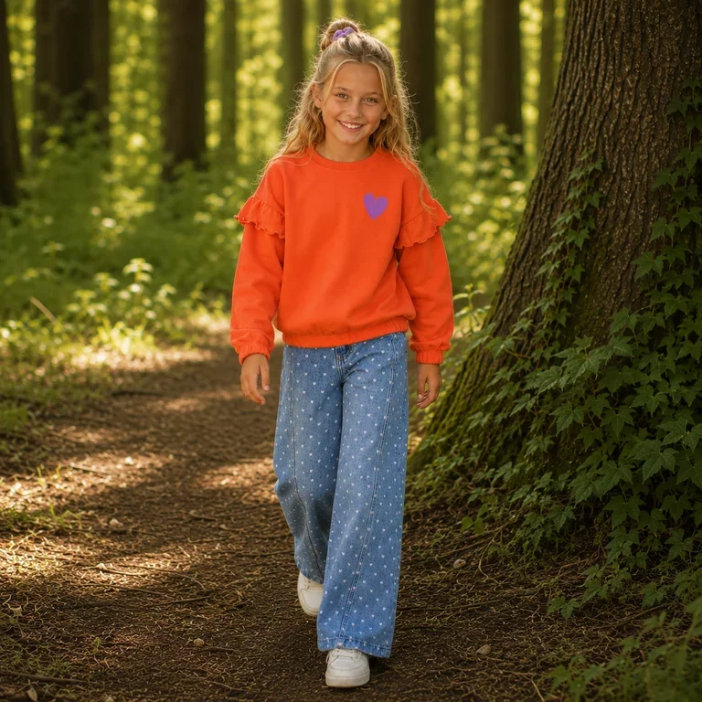 Spijkerbroek wide fit (denim hearts)