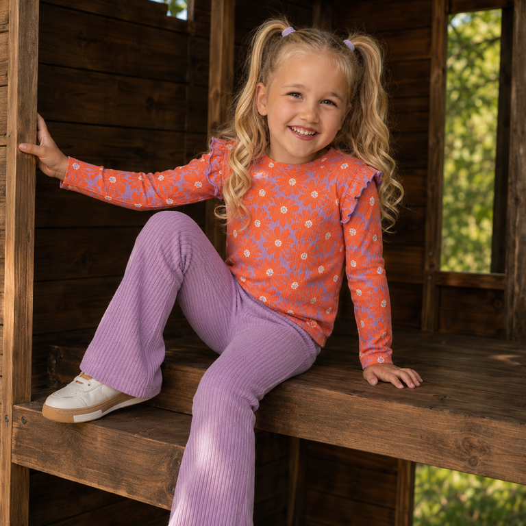 Broek flared rib (lilac)