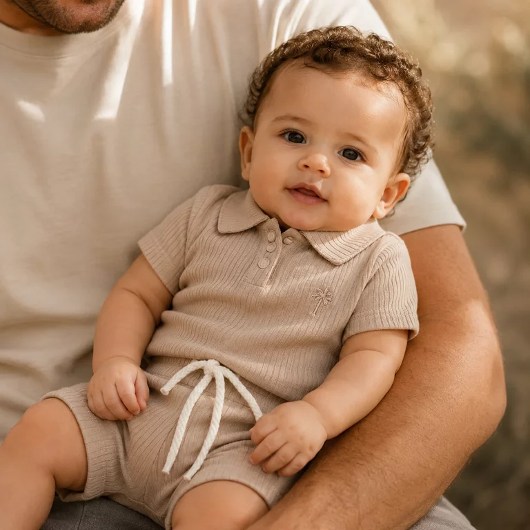 Polo shirtje rib (nougat)