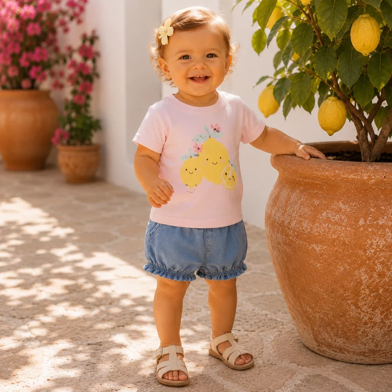 Kort broekje/bloomer Bella (light blue denim)