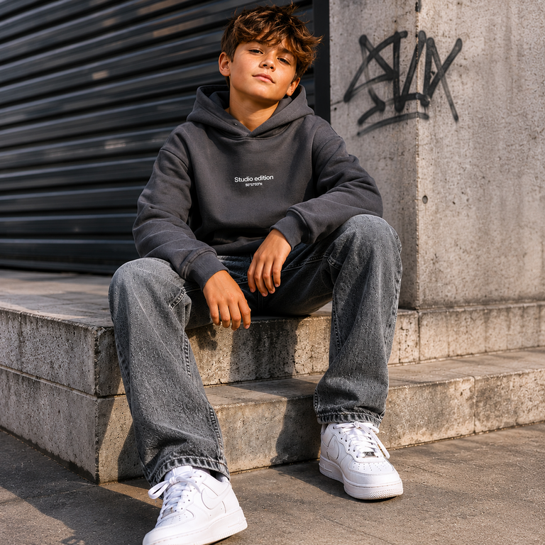 *Trui sweat hoodie Brody (lava smoke)