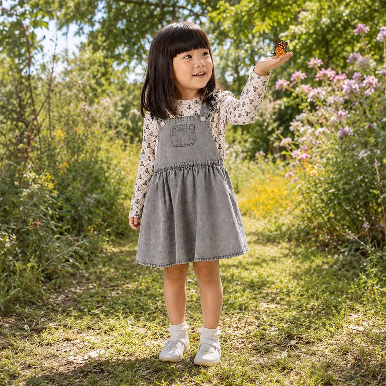 Spijkerjurkje salopette Alli (light grey denim)