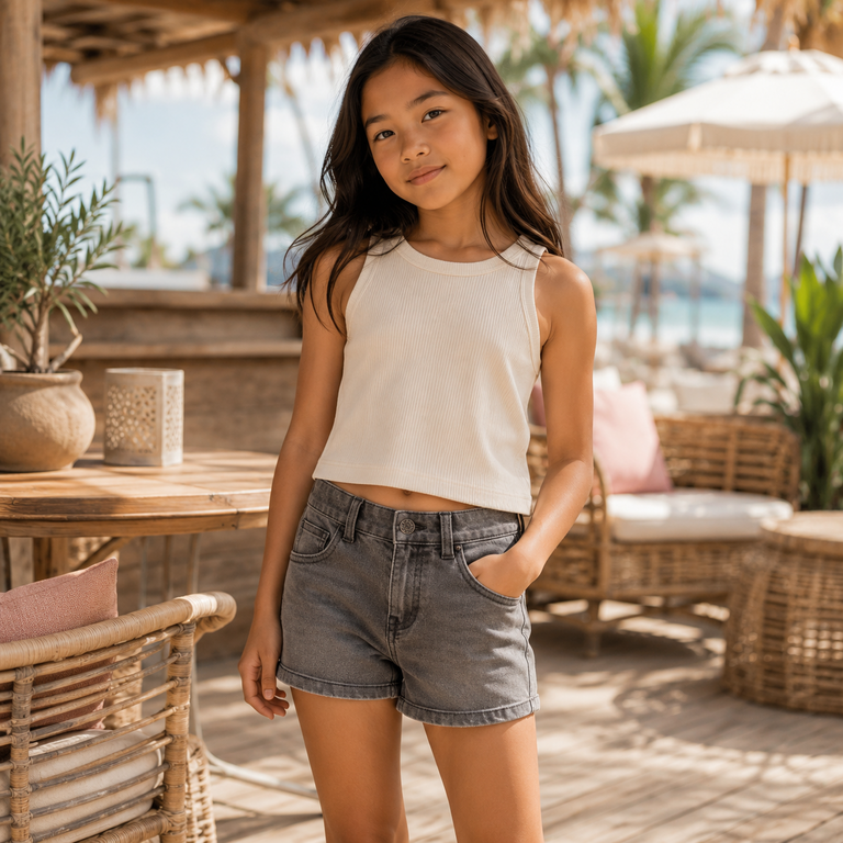 Korte broek WIDE LEG Rose (medium grey denim)