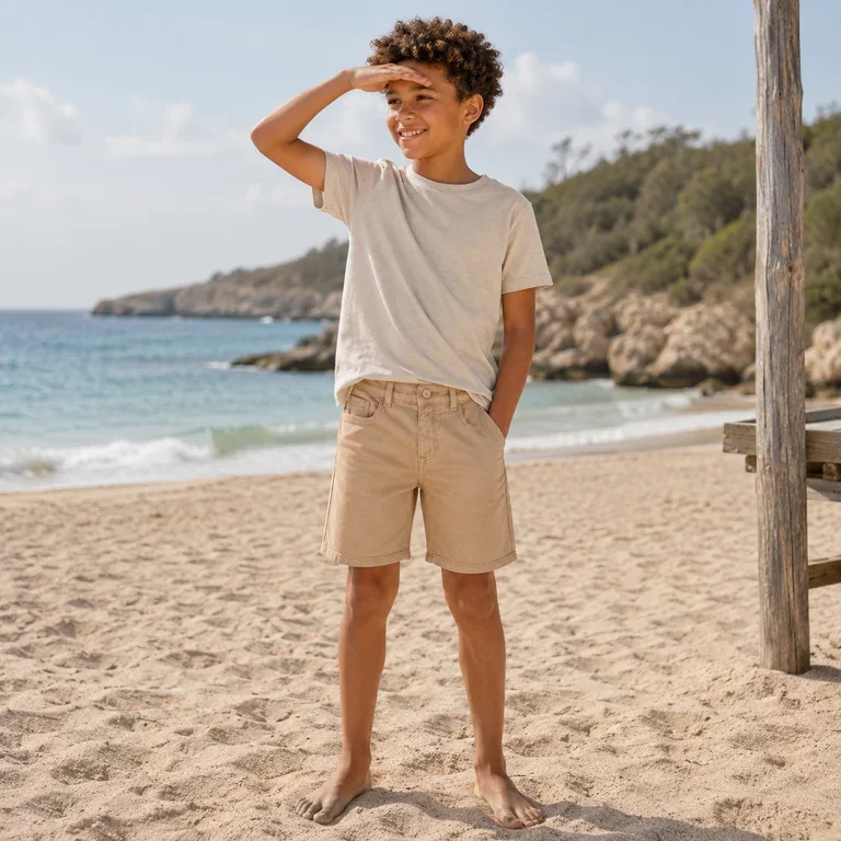 Korte broek twill STRAIGHT Ryan (irish cream)