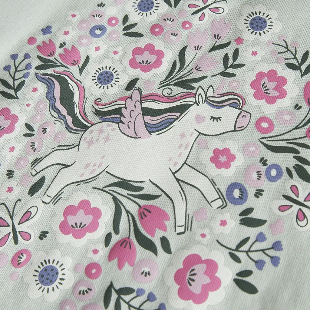 Longsleeve Veen (pale aqua unicorn flowers)