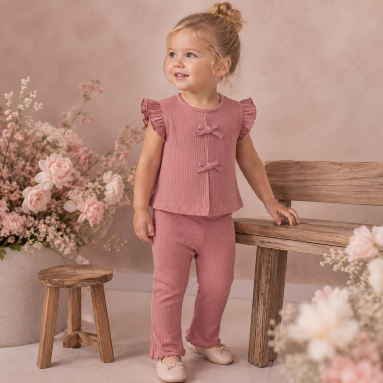 Broekje flared rib (blush)