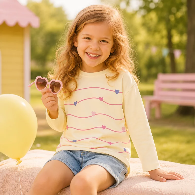 Longsleeve Veen (pear sorbet fun stripe)