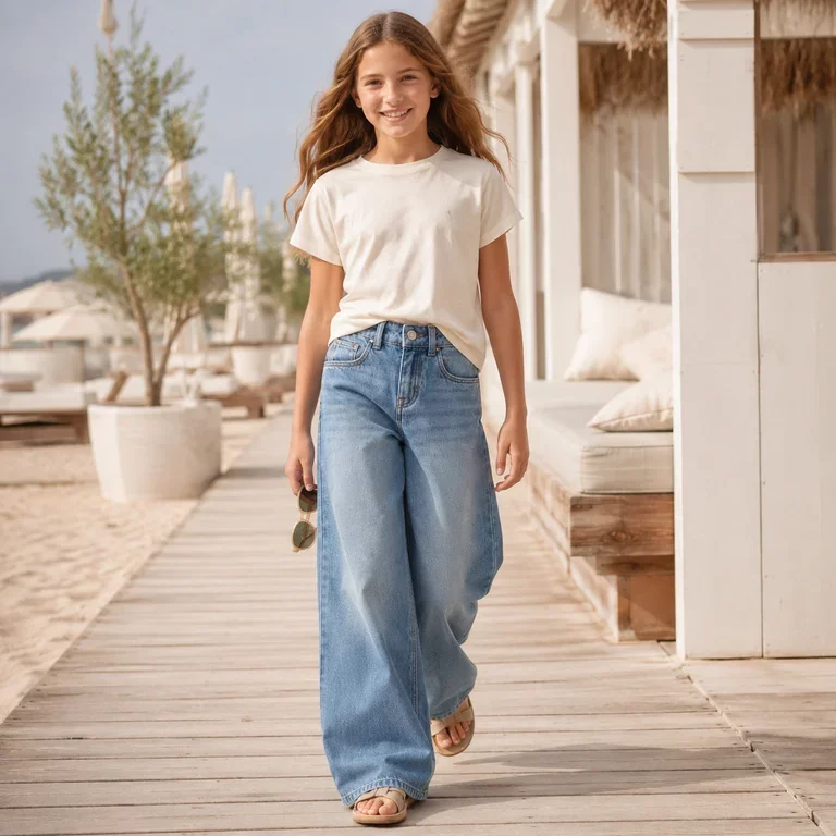 Jeans WIDE LEG Rose (medium blue denim)