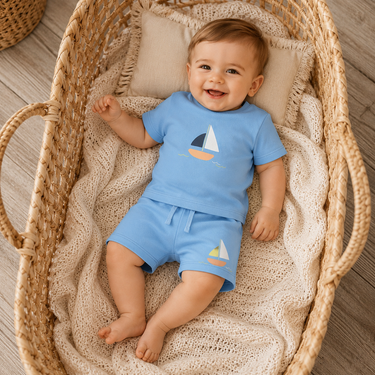 Kort broekje Vacion (airy blue boats)