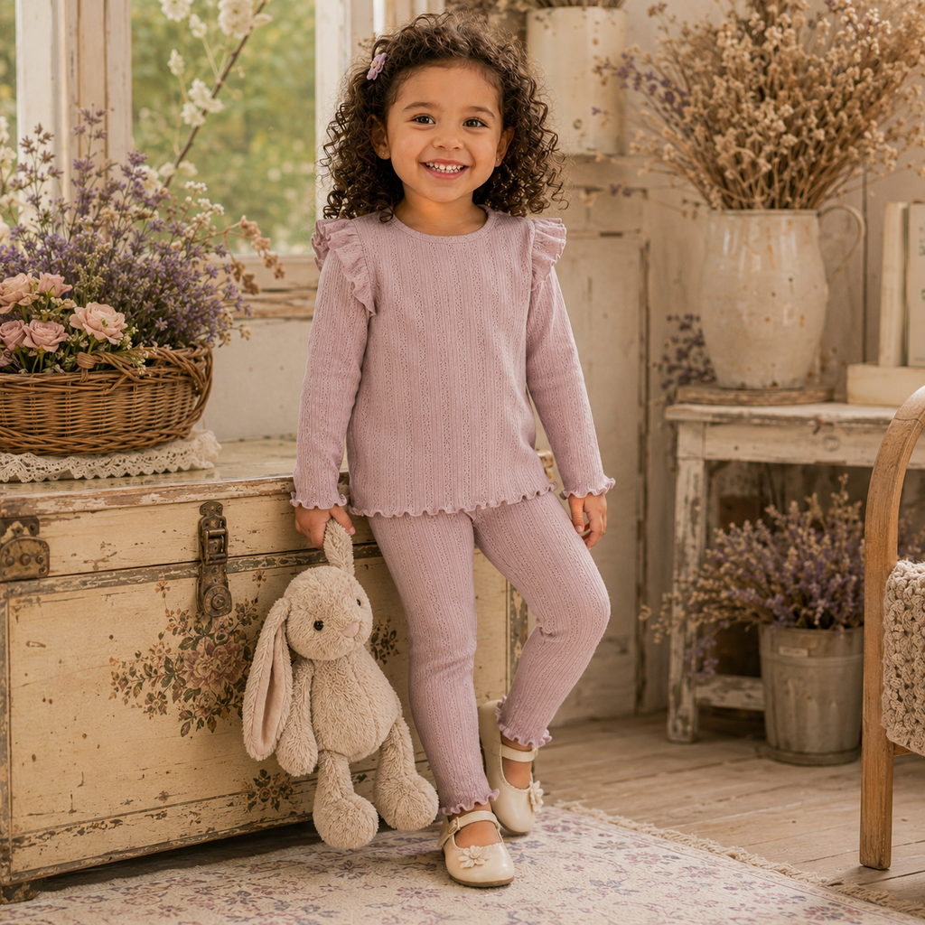 Longsleeve rib ruffle SLIM Blitta (dawn pink melange)