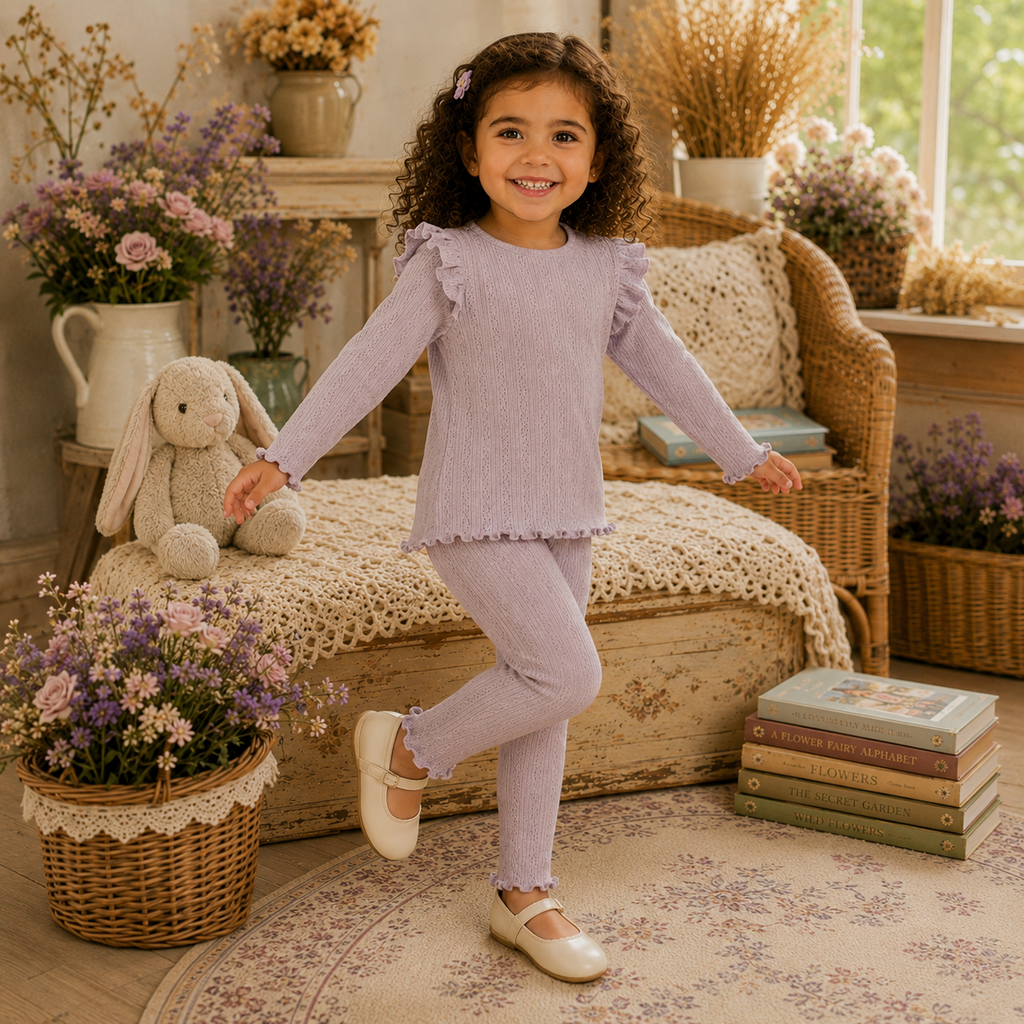 Longsleeve rib ruffle SLIM Blitta (lilac marble melange)