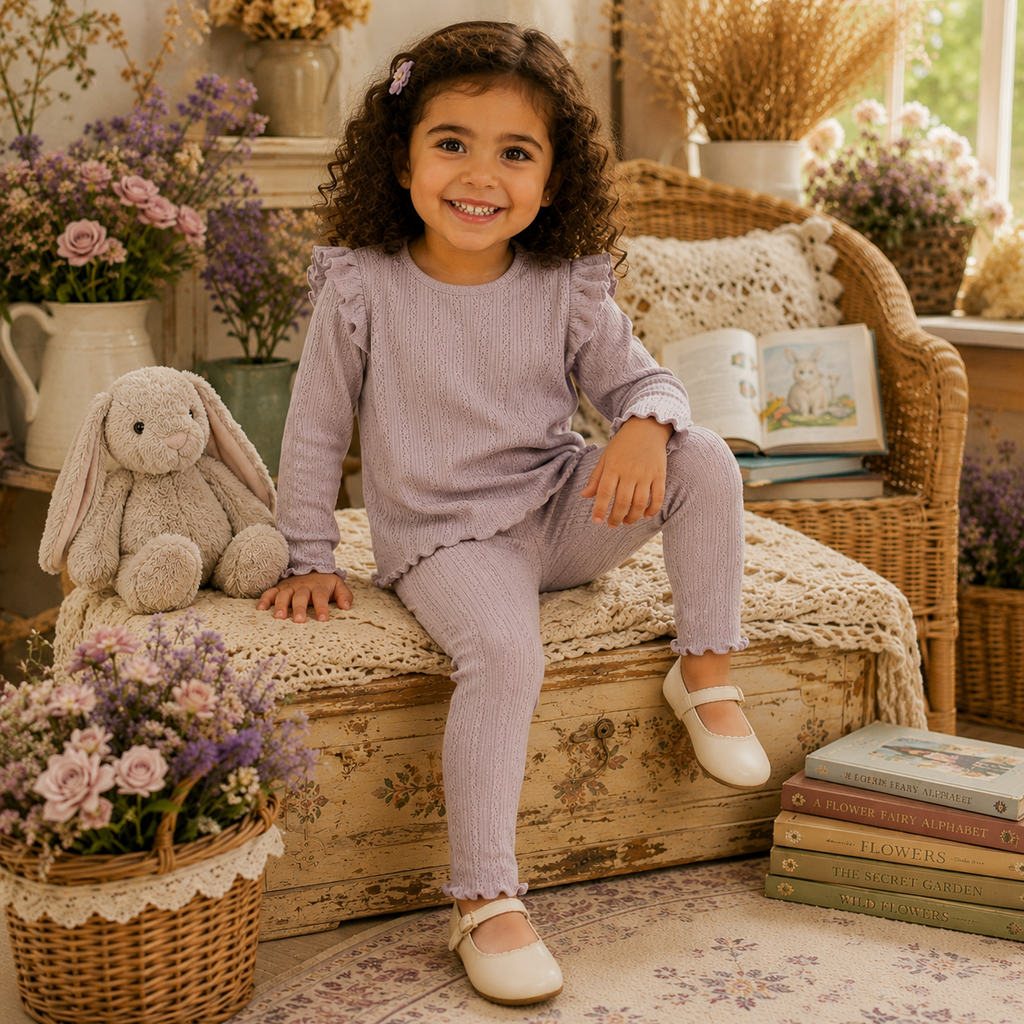 Broekje rib SLIM Blitta (lilac marble melange)