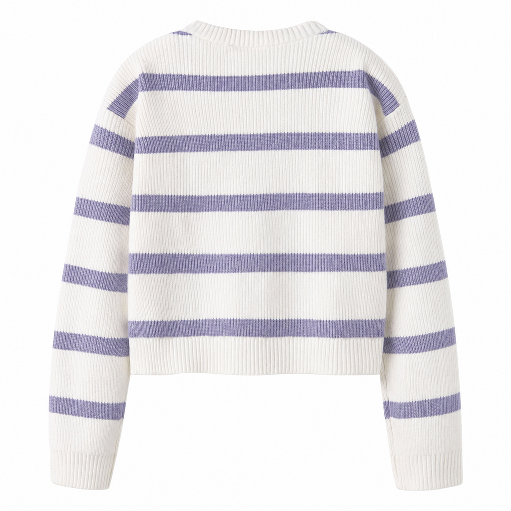Gebreide trui Vnilla (lavender gray/cloud dancer)