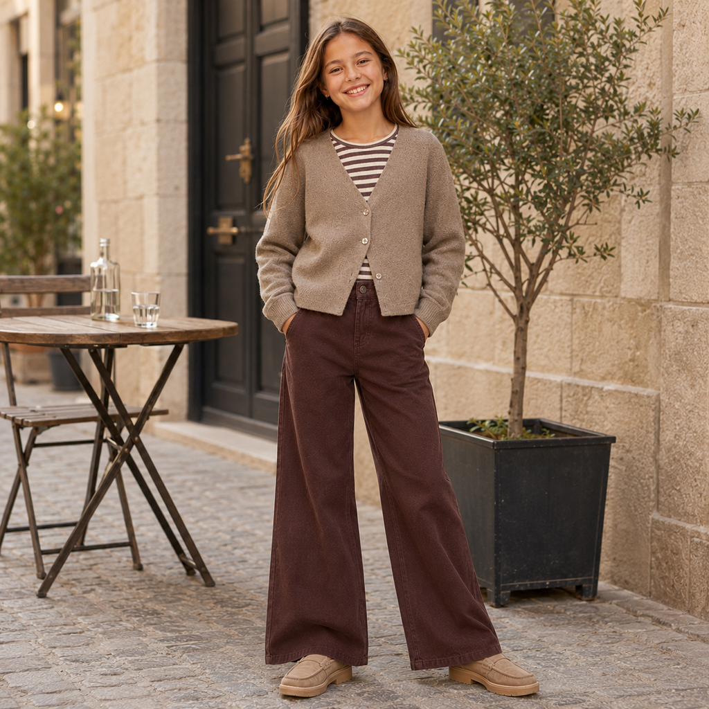 Zacht gebreid vest Berta (mocha meringue)