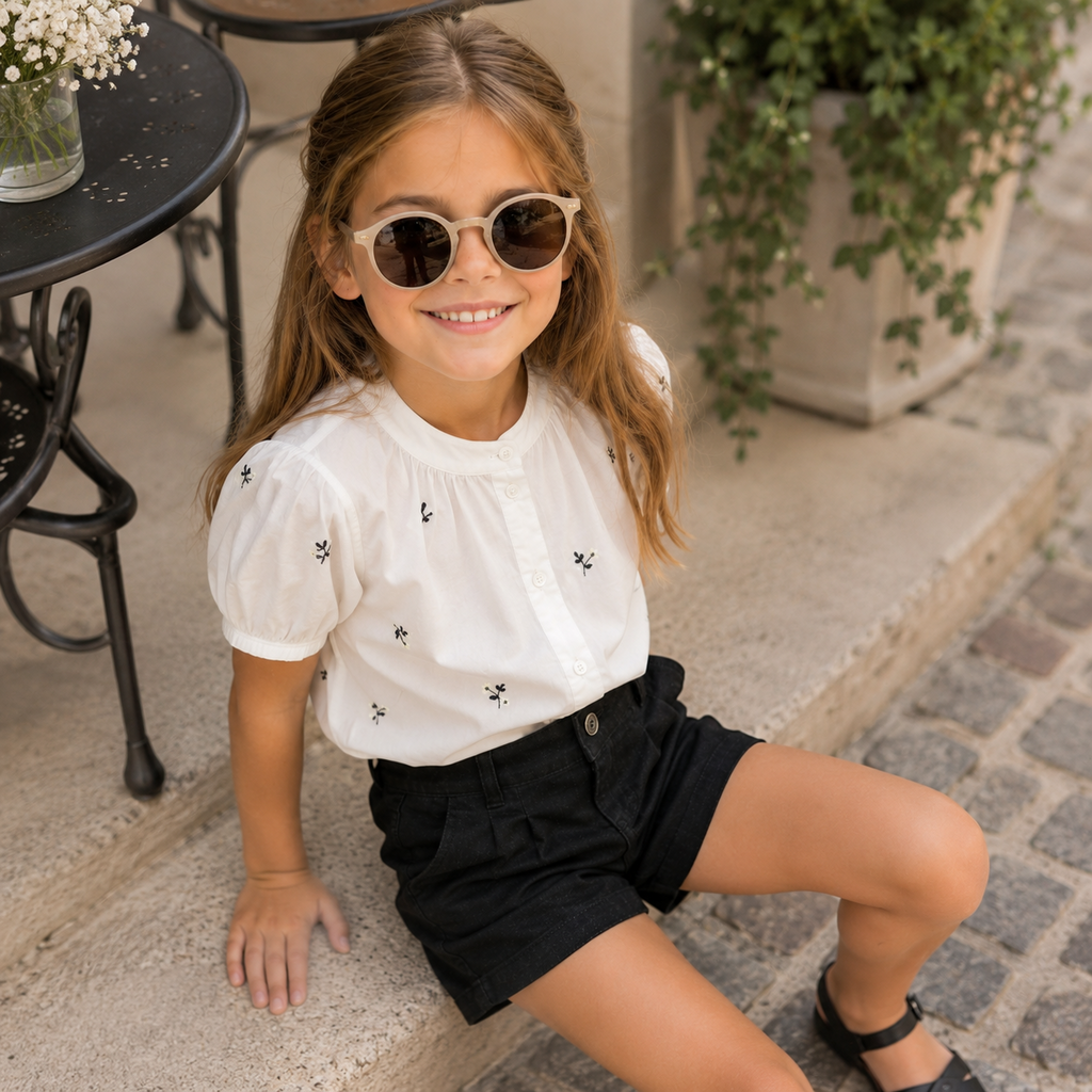 Korte broek plooien REGULAR FIT Rose (black denim)