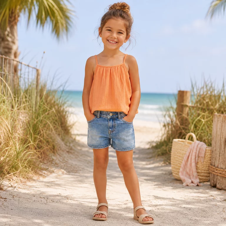 Korte spijkerbroek MOM FIT Rose (medium blue denim sterren)