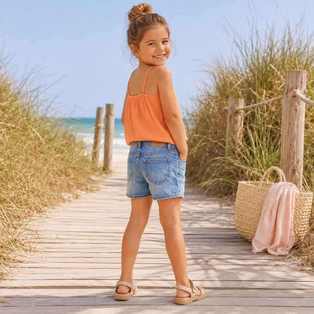 Korte spijkerbroek MOM FIT Rose (medium blue denim sterren)