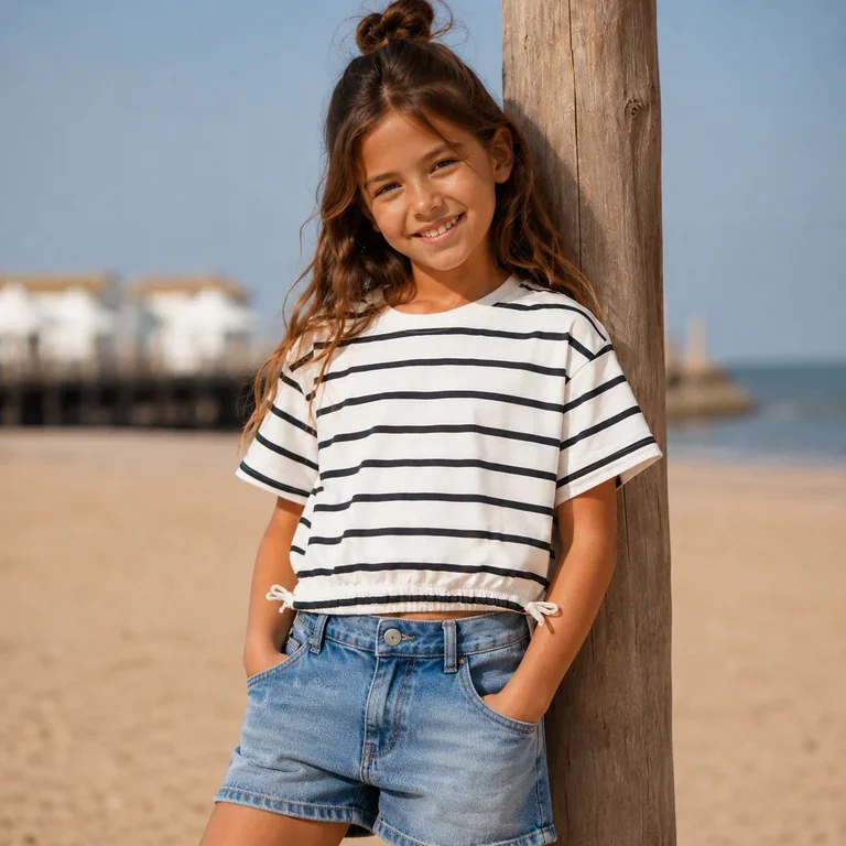 T-shirt cropped boxy Funion (jets stream/dark sapphire)
