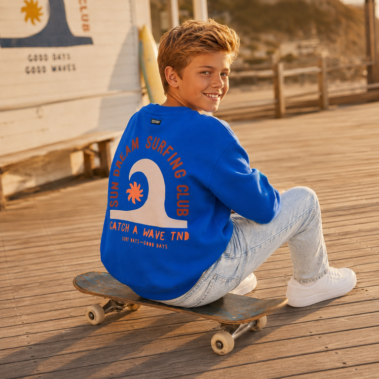 Trui Stokes Bay backprint (strong blue)