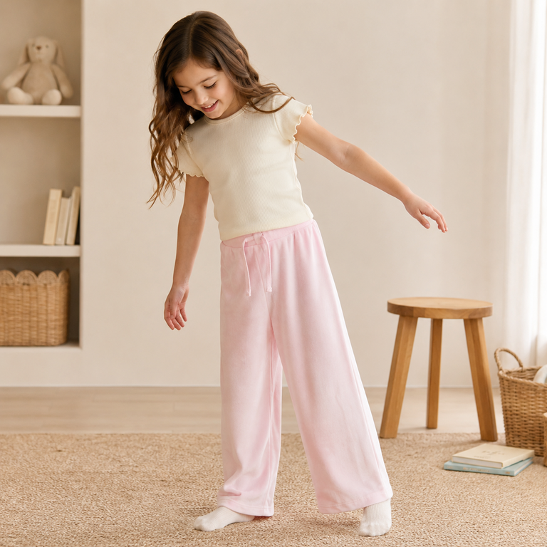 Broek BOOTCUT velours Najala (parfait pink)