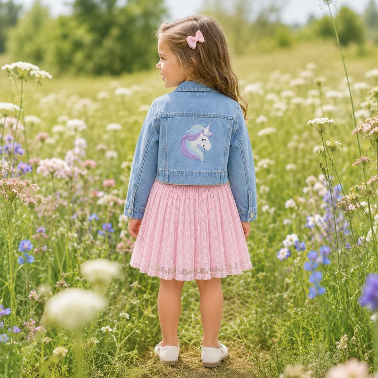 Spijkerjasje met unicorn Conny (light blue denim)