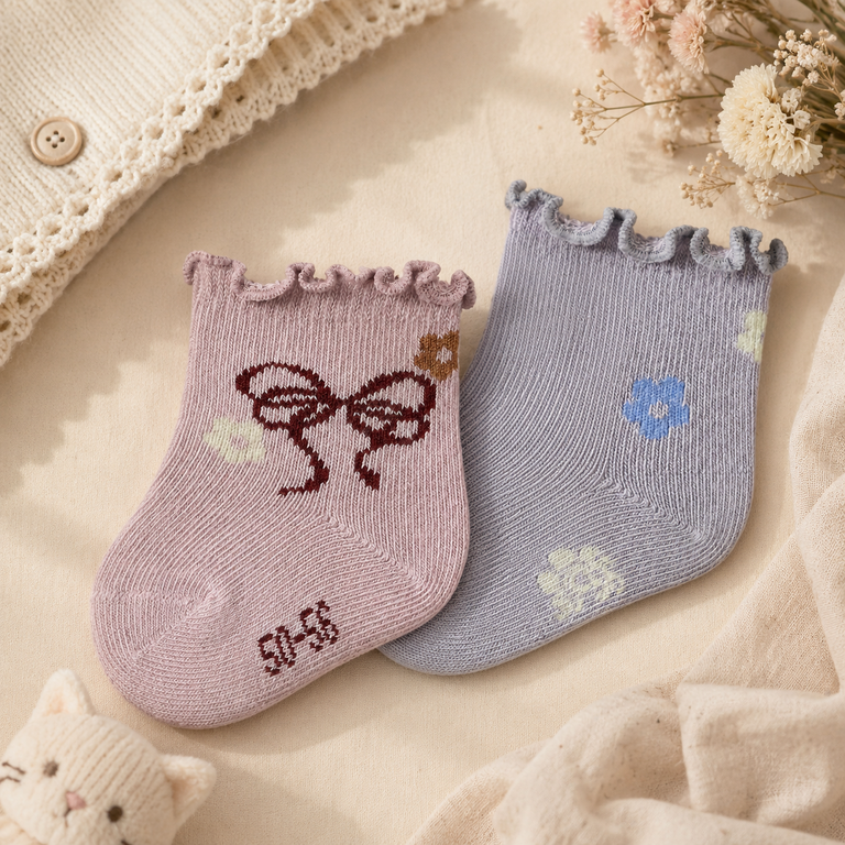 Twee paar sokjes Tillie (lavender gray/dawn pink)