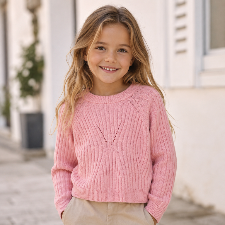 Gebreide trui Rikine (cradle pink)