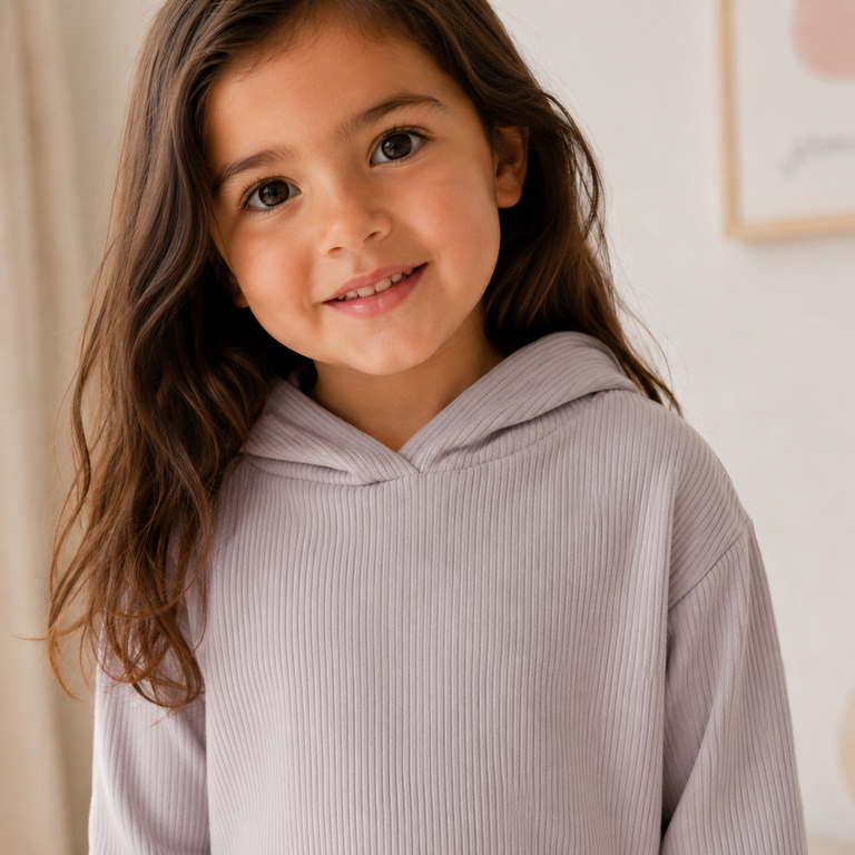 Truitje rib hoodie Tella (lilac marble)