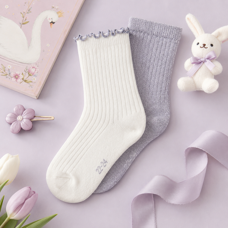 Twee paar sokken Tutti (lavender gray/cloud dancer)