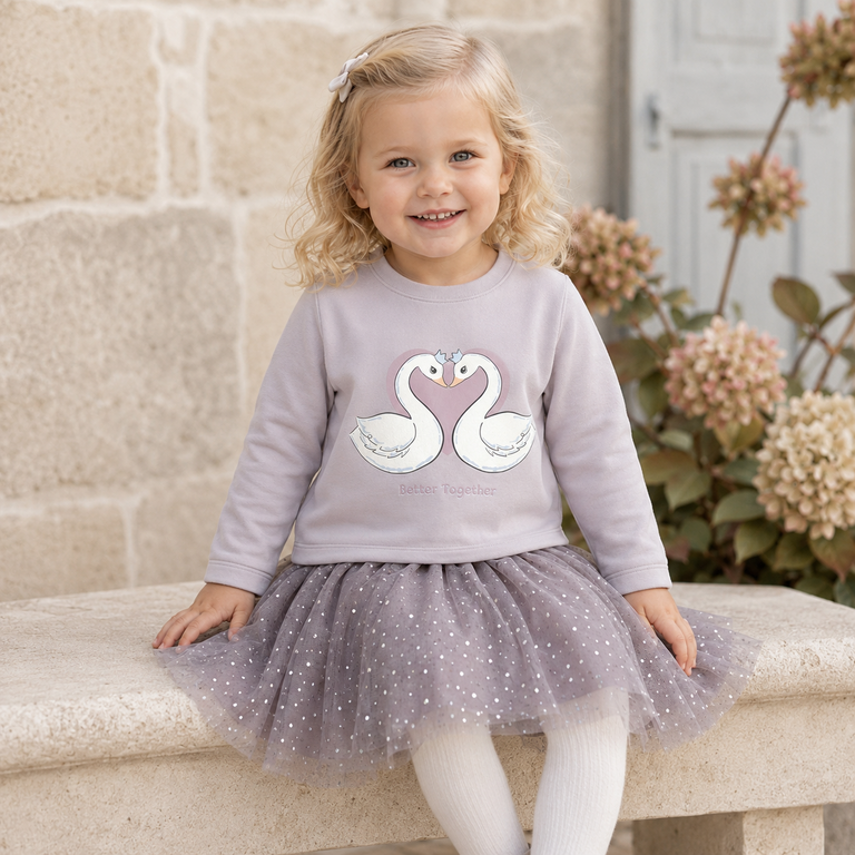Longsleeve Vix (lilac marble swan heart)