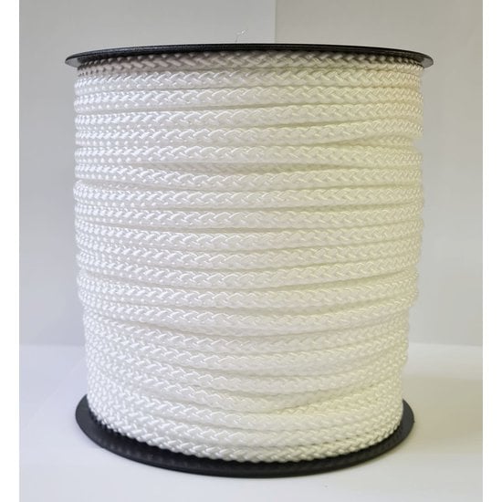 Huismerk  touw - Roop 6 mm PP koord gevlochten wit