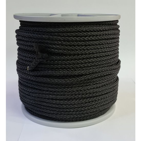 Huismerk  touw - Roop 5 mm PP koord gevlochten zwart diverse lengtes