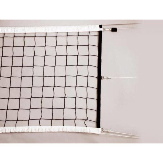 Volleybalnet voor wedstrijd gebruik 100 mm maas, inclusief fiberstokken en spanlijn