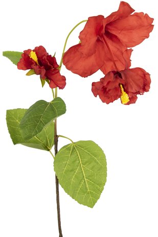 Kunstbloem Hibiscus  92 cm rood