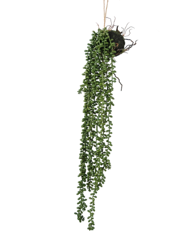 Greenmoods Kunst hangplant Senecio bal 58 cm