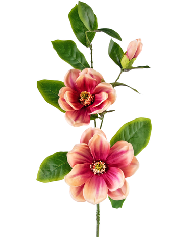 Kunstbloem Magnolia 84 cm roze/wit