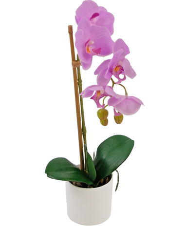 Greenmoods Kunst Orchidee 42 cm lila in witte pot