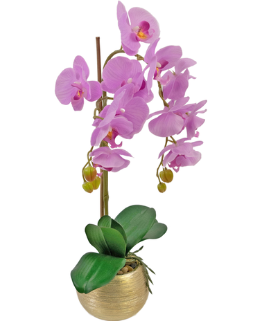 Greenmoods Kunst Orchidee 56 cm lila in gouden pot