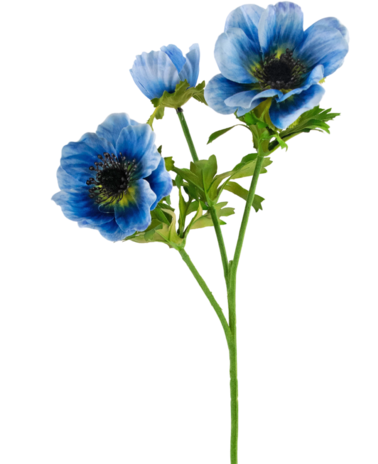 Greenmoods Kunstbloem Anemone dubbel 56 cm blauw