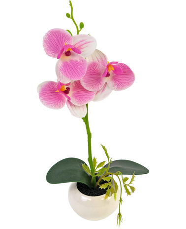 Greenmoods Kunst Orchidee 28 cm wit/roze in pot